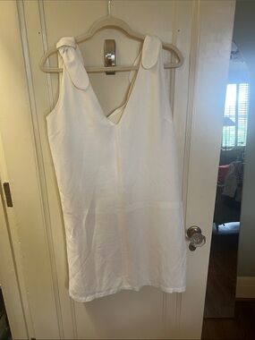 Emerson Fry - M - White Sleeveless Tie-Shoulder Shift Dress